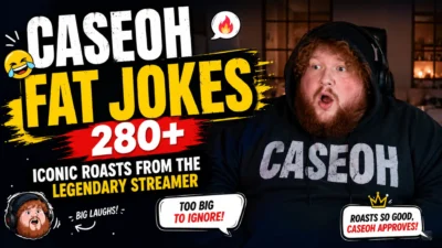 CaseOh fat jokes graphic featuring 280+ iconic roasts and the legendary streamer
