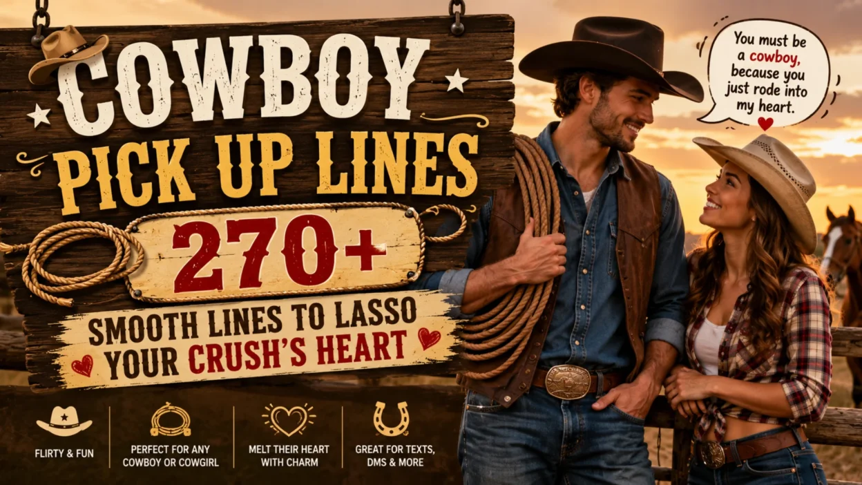 Cowboy pick up lines with 270+ smooth lines to lasso your crush’s heart
