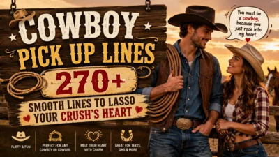 Cowboy pick up lines with 270+ smooth lines to lasso your crush’s heart